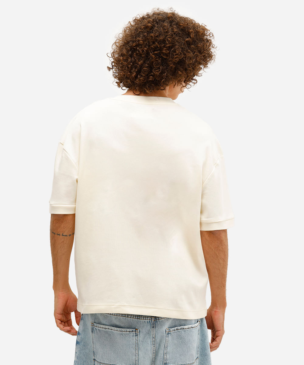 camiseta masculina oversized malha grossa off white