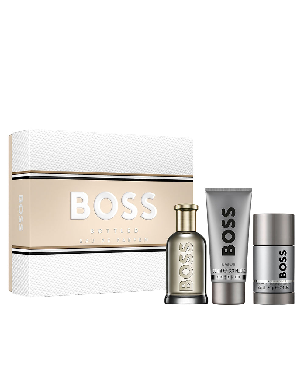 kit masculino hugo boss bottled edp 100ml gel de banho 100ml e desodorante 75ml