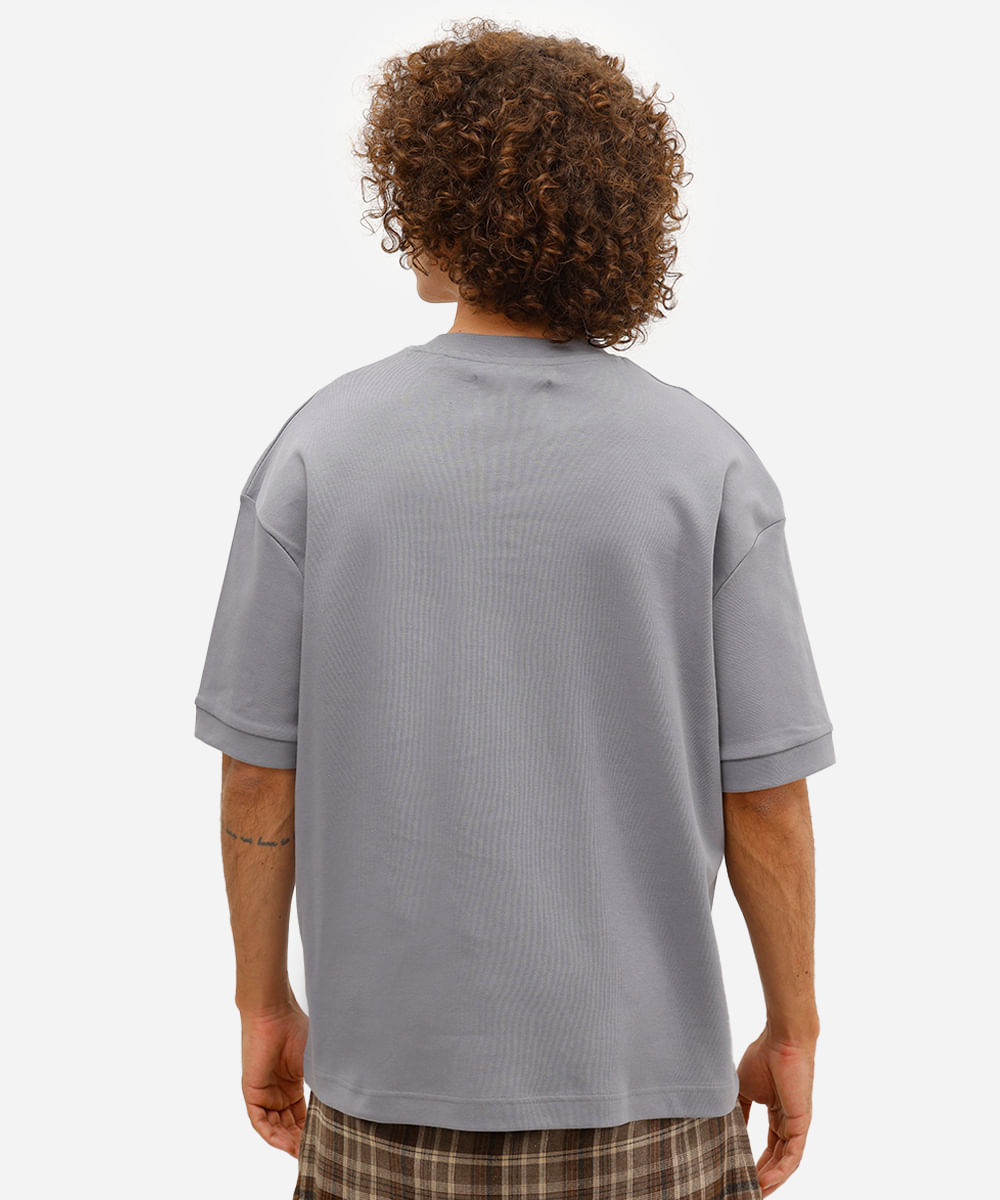 camiseta oversized masculina de algodão manga curta azul