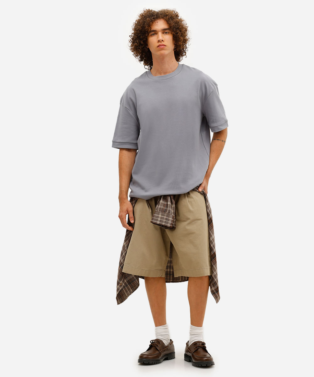 camiseta oversized masculina de algodão manga curta azul