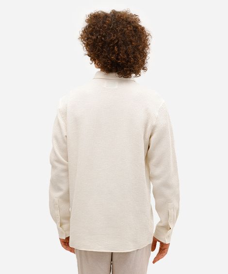 camisa masculina de algodão texturizada off white