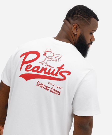 camiseta masculina snoopy plus size off white