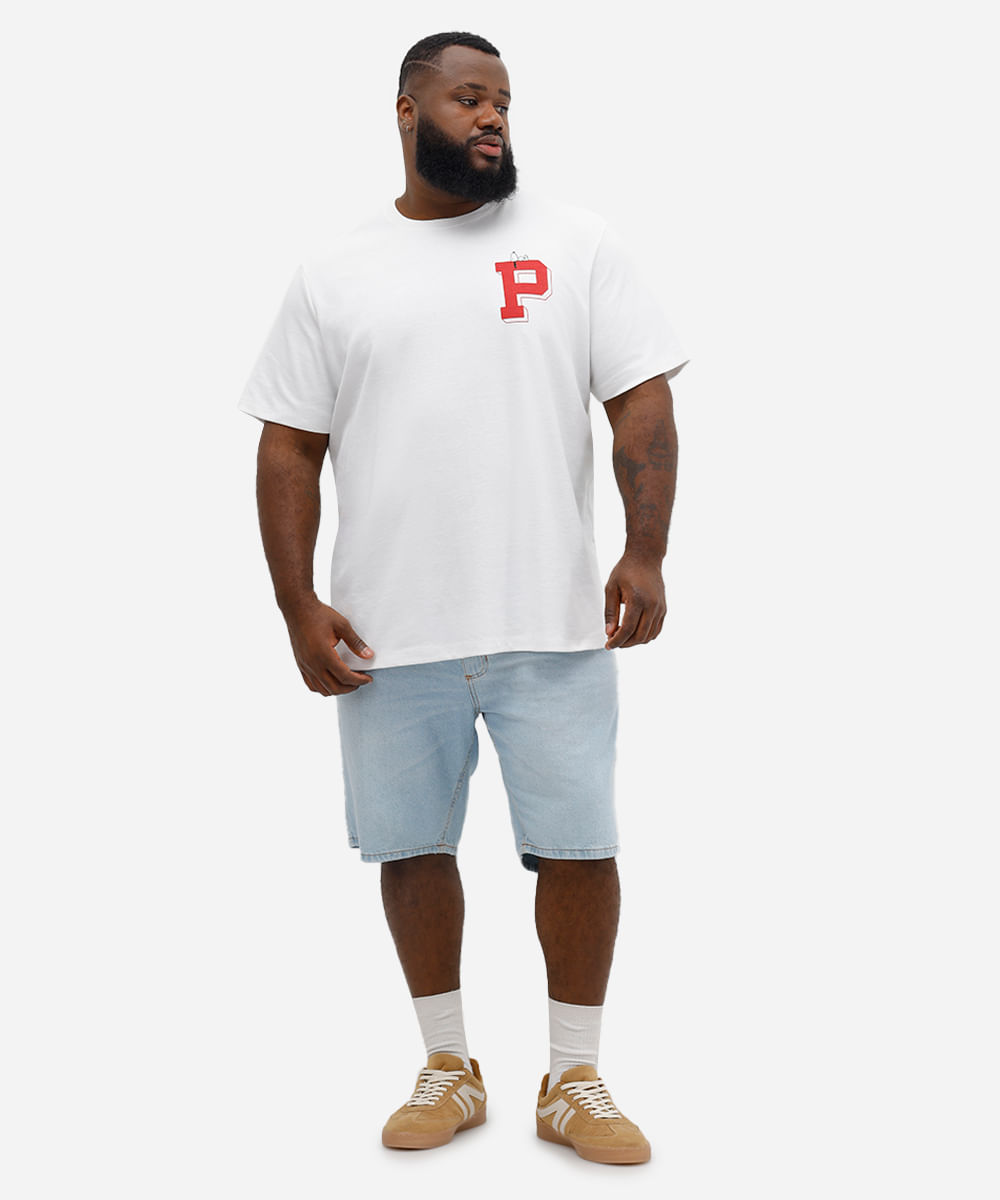 camiseta masculina snoopy plus size off white