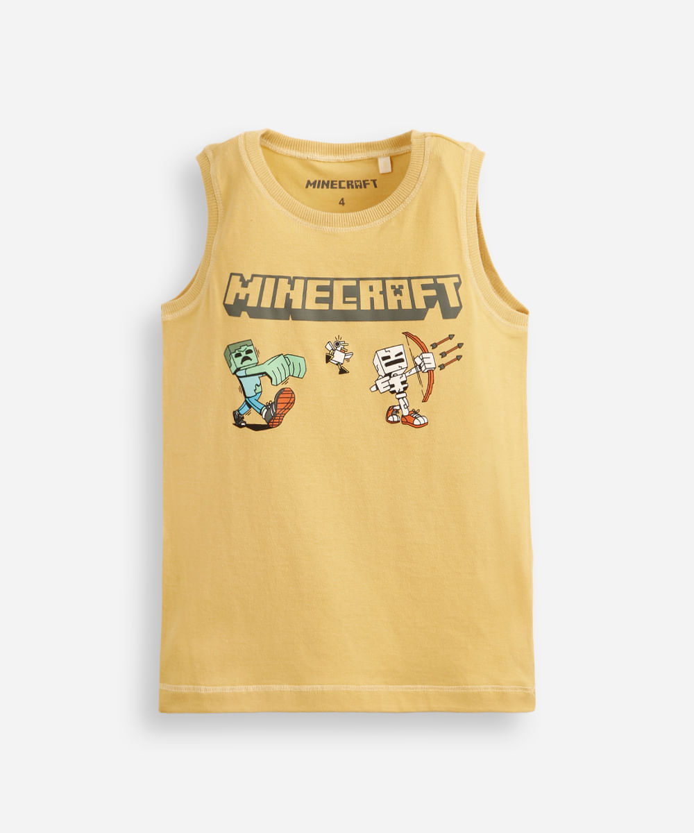 regata infantil de algodão minecraft amarela
