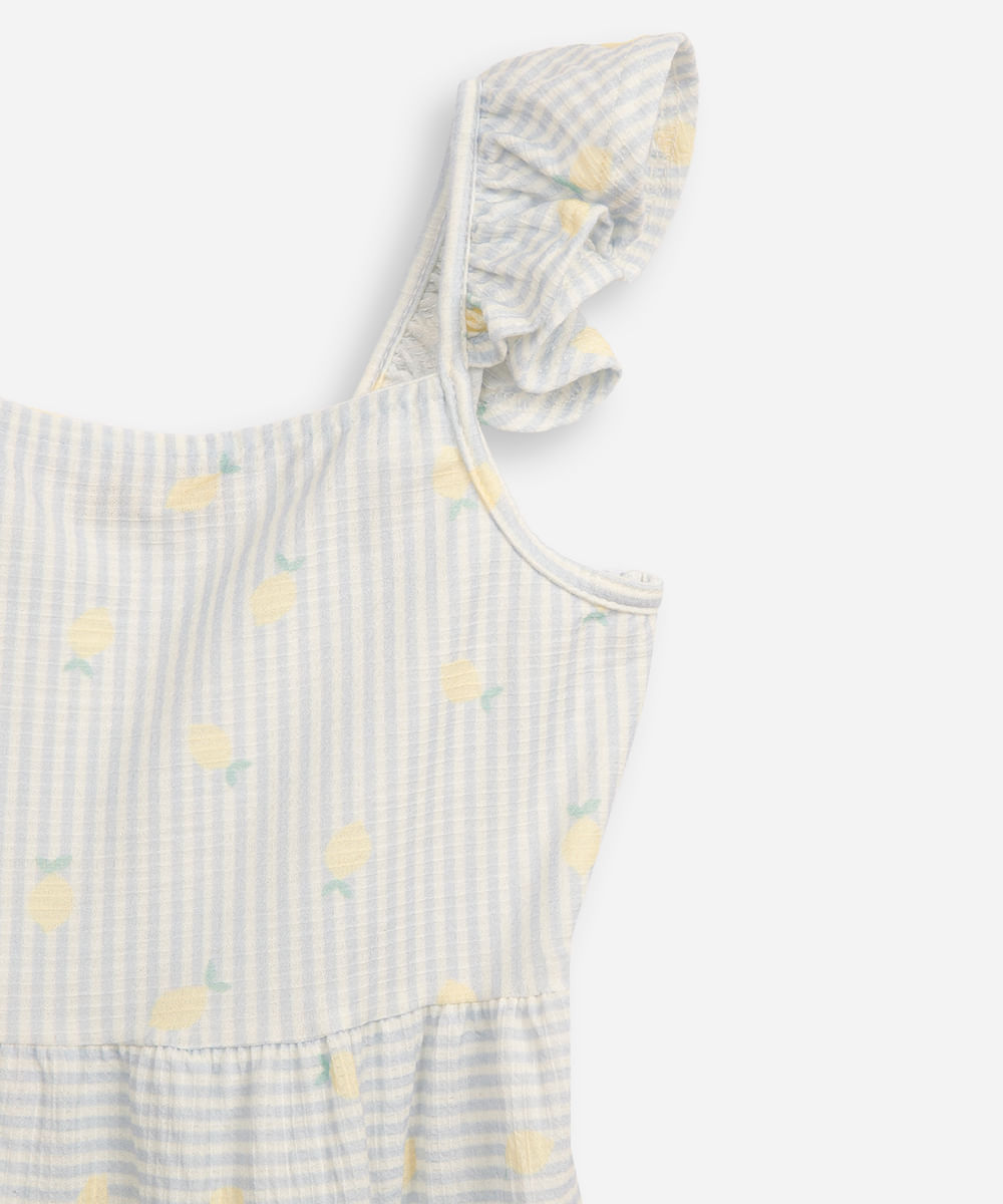 vestido infantil com recorte listrado texturizado colorido