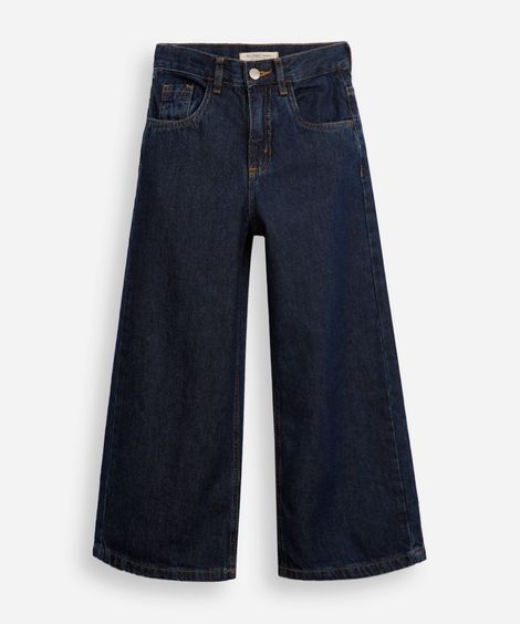 calça wide leg infantil jeans azul