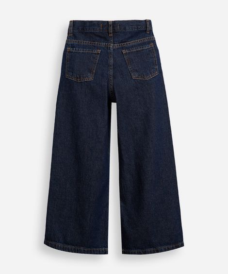 calça wide leg infantil jeans azul
