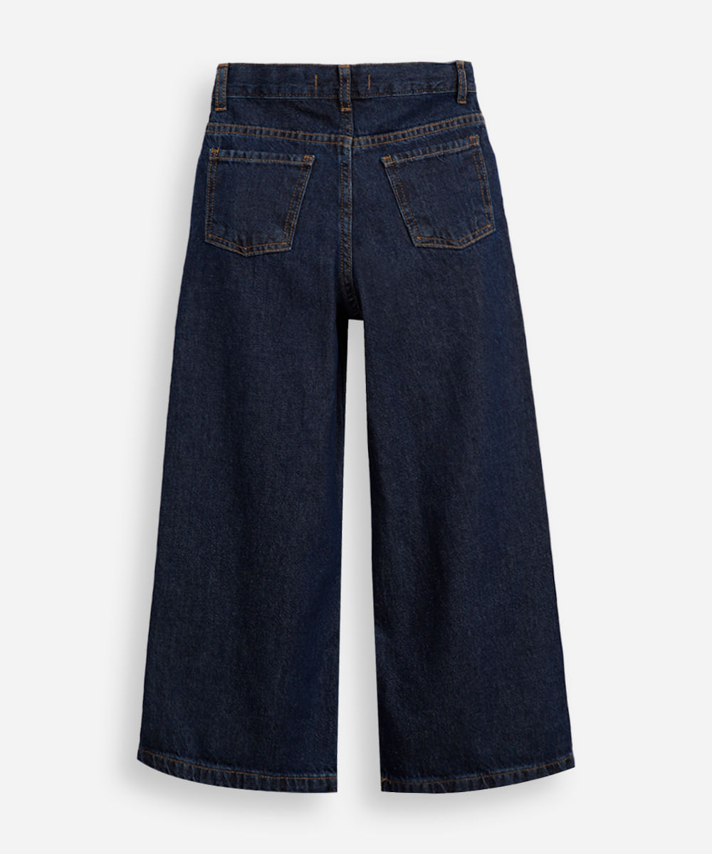 calça wide leg infantil jeans azul