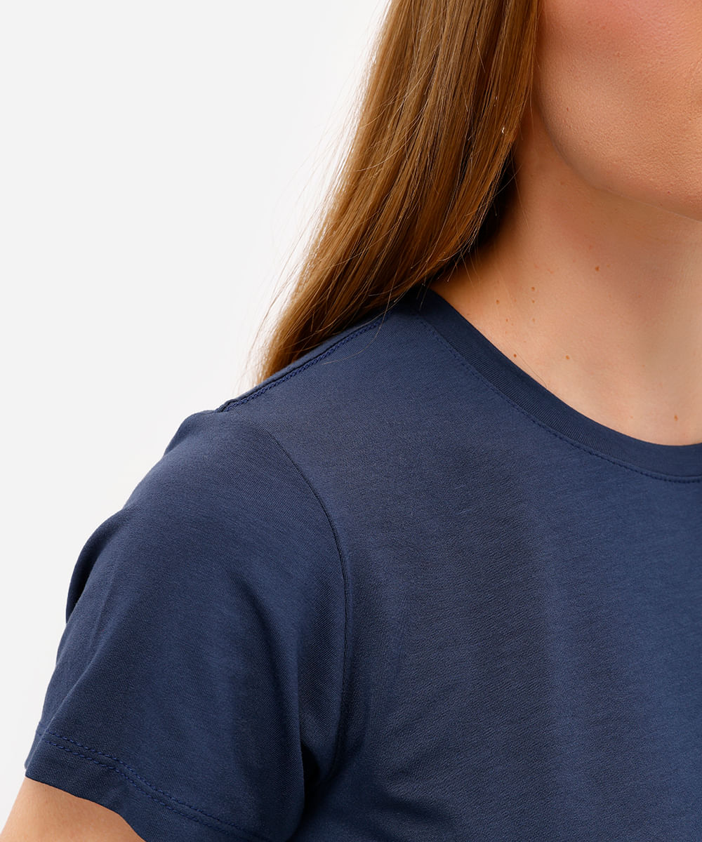 camiseta feminina manga curta airtech azul