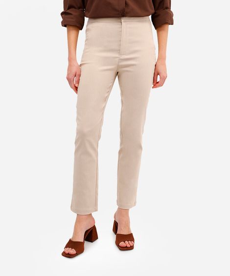 calça skinny feminina cós elástico bege