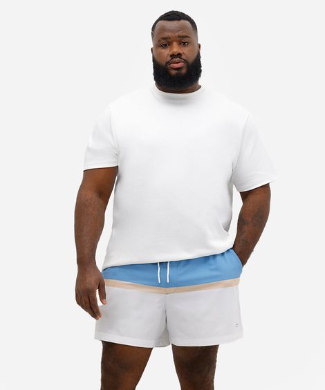 short boardshort listrado plus size azul