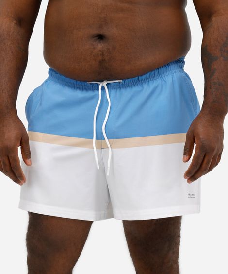 short boardshort listrado plus size azul