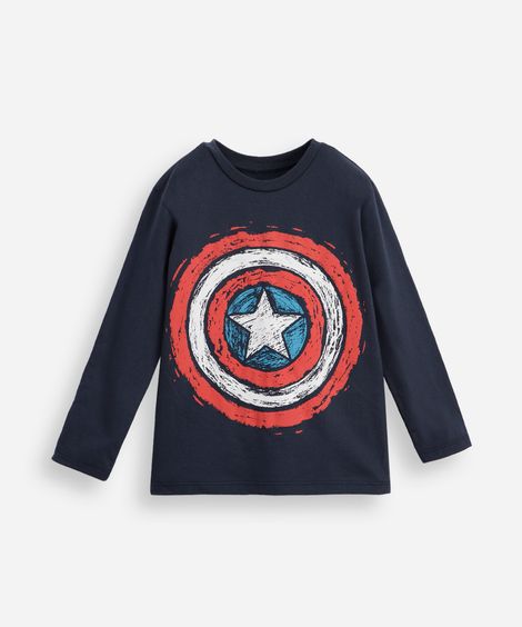 camiseta infantil de algodão capitão américa azul