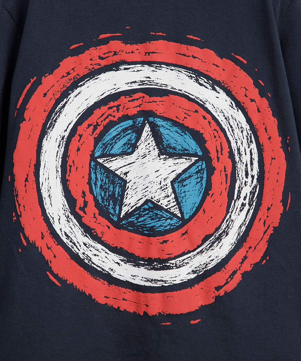 camiseta infantil de algodão capitão américa azul