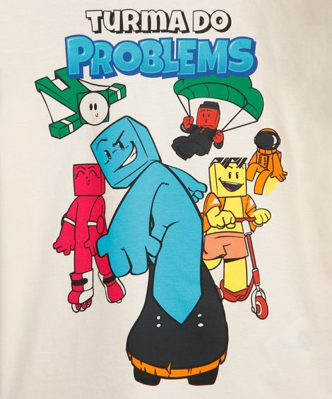 camiseta infantil de algodão turma do problems bege