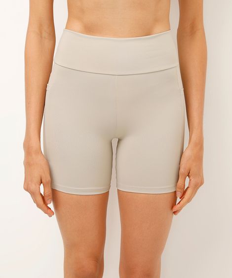 bermuda esportiva cós largo com bolso lateral  - areia