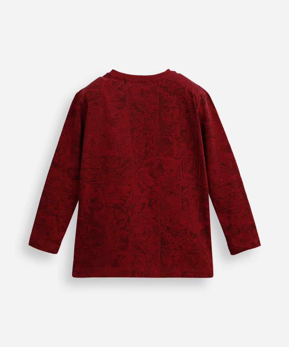 camiseta infantil manga longa homem aranha vermelha
