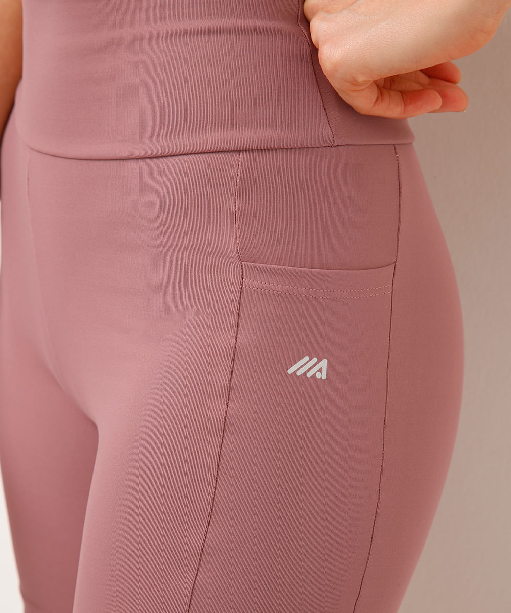 bermuda esportiva cós largo com bolso lateral rosa