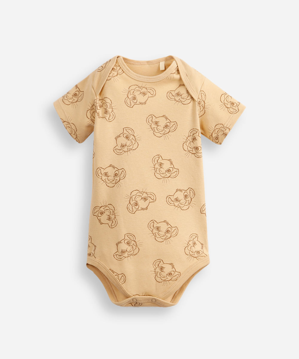 body infantil de algodão simba bege