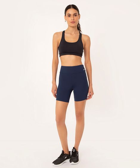 bermuda esportiva cós largo com bolso lateral azul