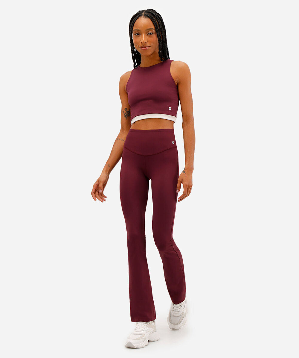 calça legging flare feminina esportiva ace vinho