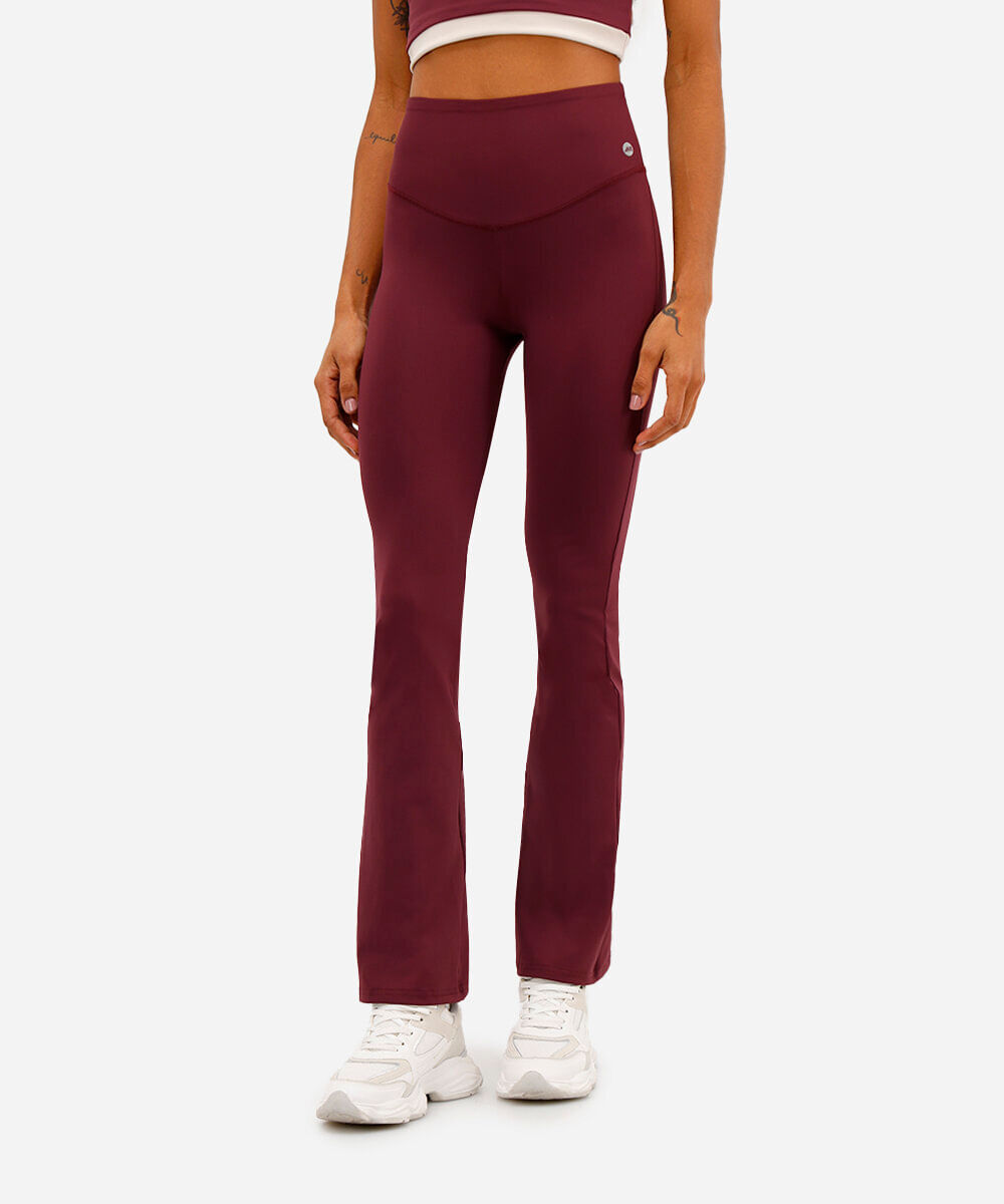 calça legging flare feminina esportiva ace vinho