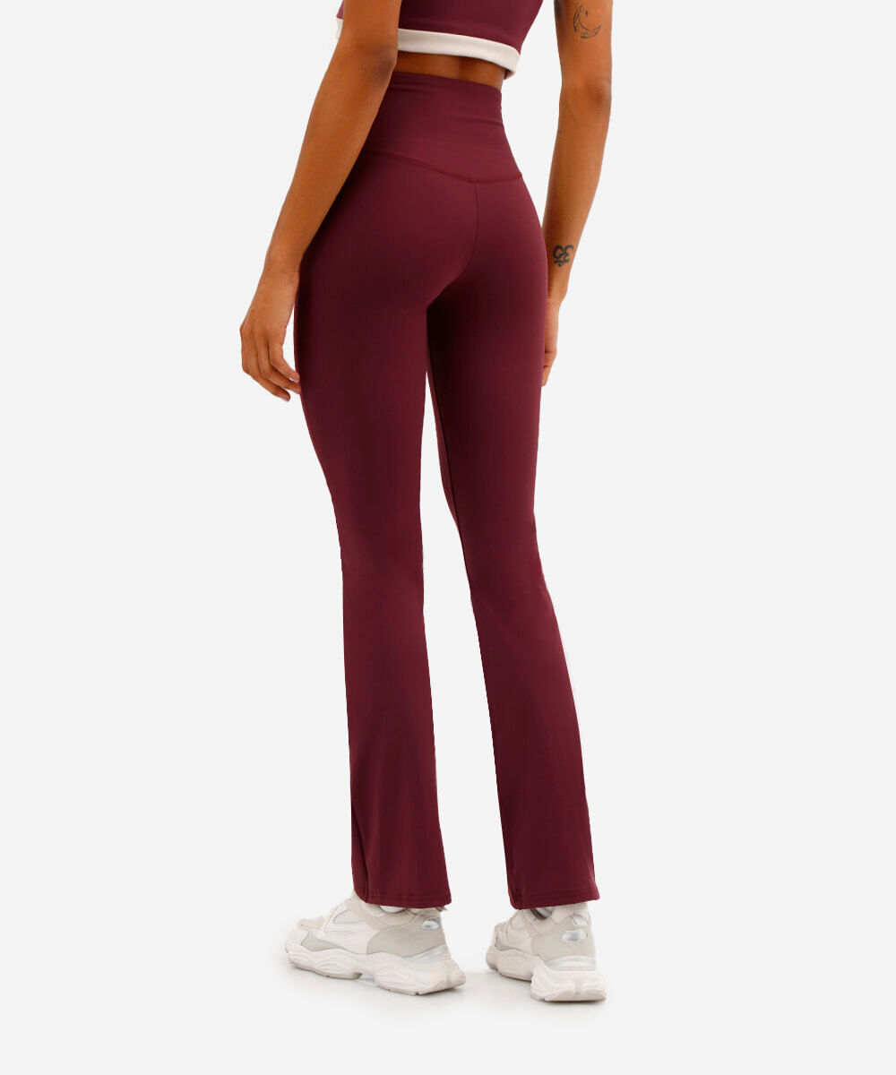 calça legging flare feminina esportiva ace vinho
