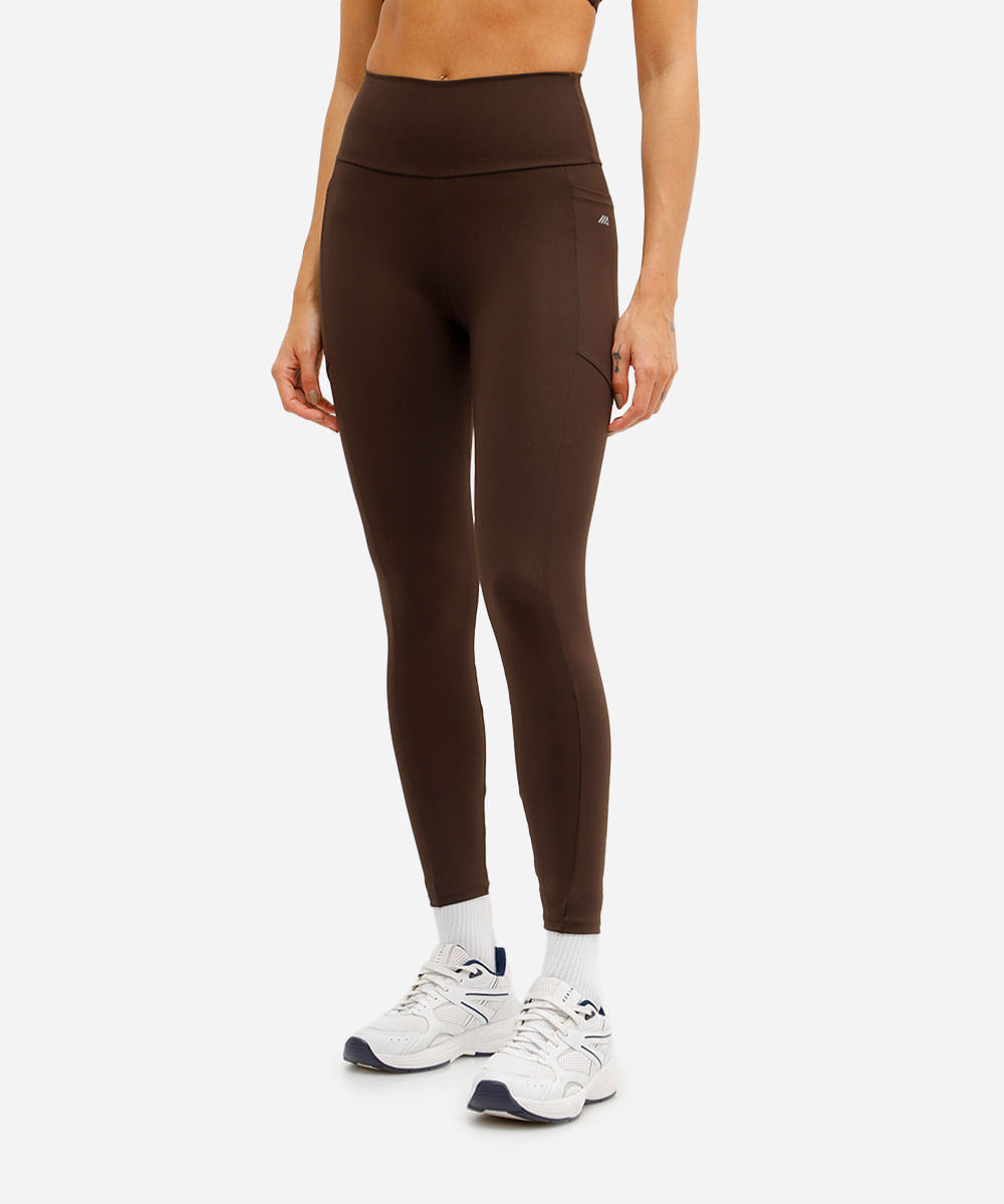 calça legging esportiva ace com bolso marrom