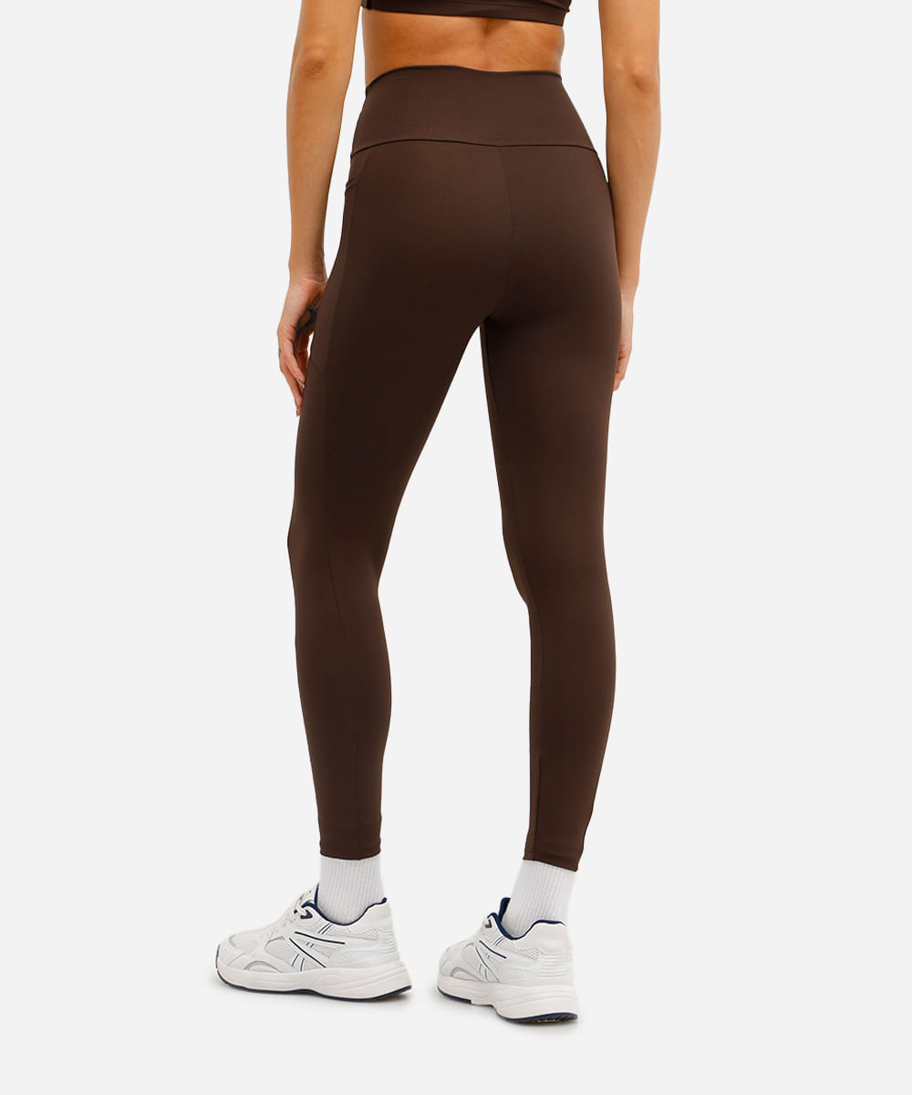 calça legging esportiva ace com bolso marrom