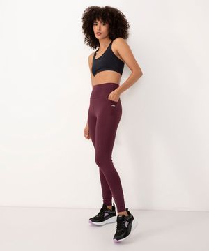 calça legging esportiva ace com bolso roxa