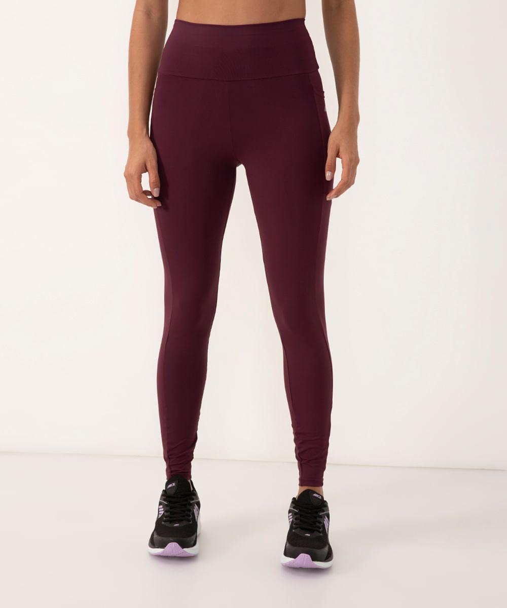 calça legging esportiva com bolso roxa