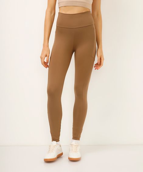 calça legging esportiva com bolso marrom