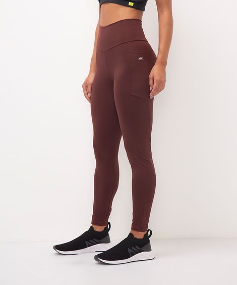 calça legging esportiva ace com bolso marrom