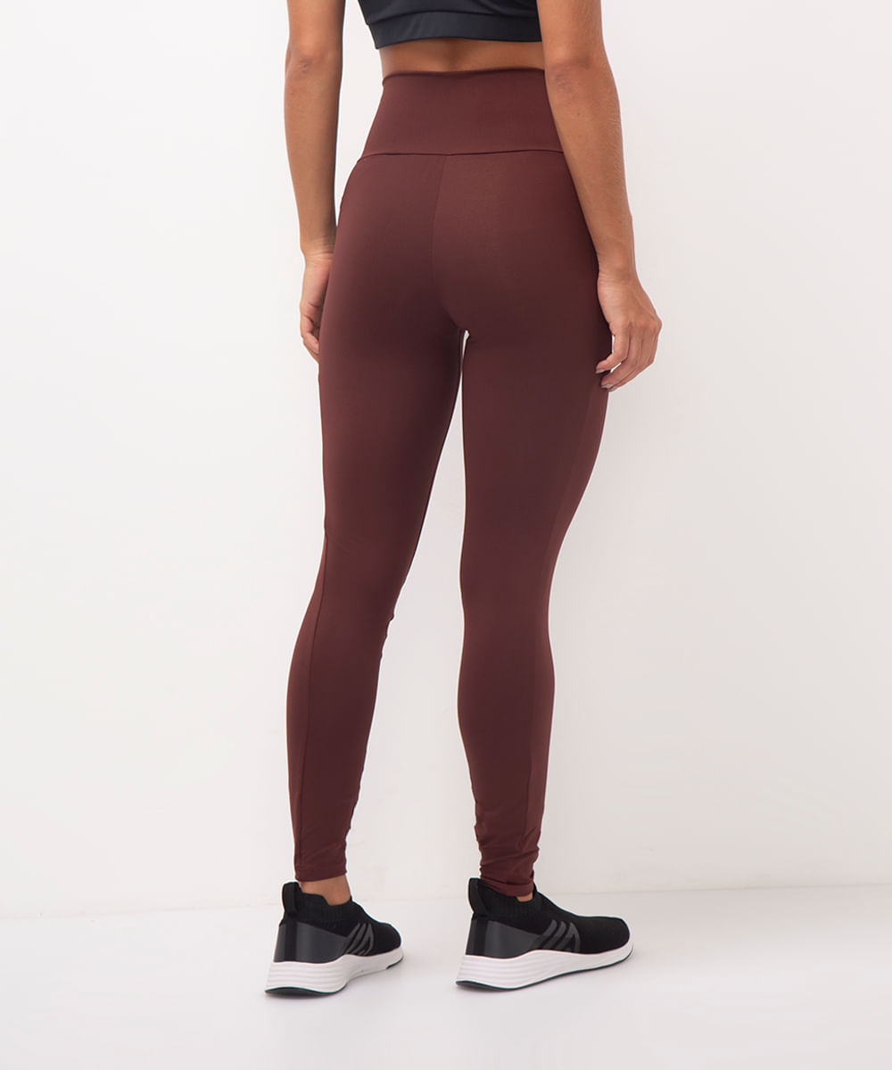 calça legging esportiva com bolso marrom