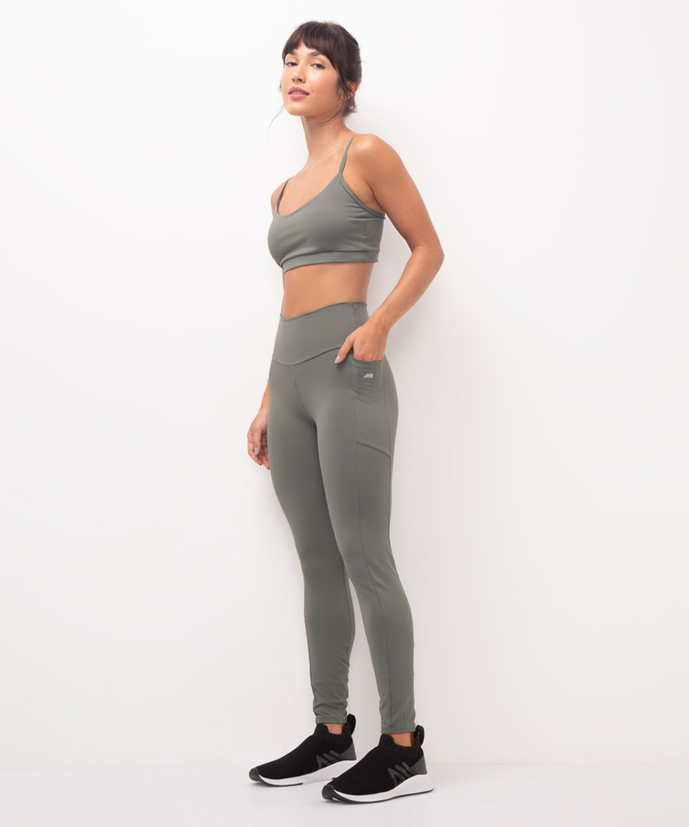 calça legging esportiva ace com bolso verde