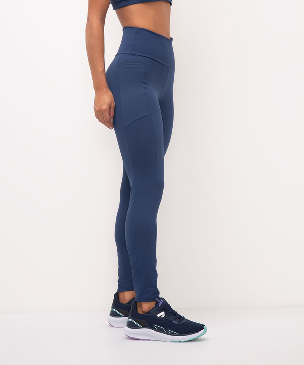 calça legging esportiva ace com bolso azul
