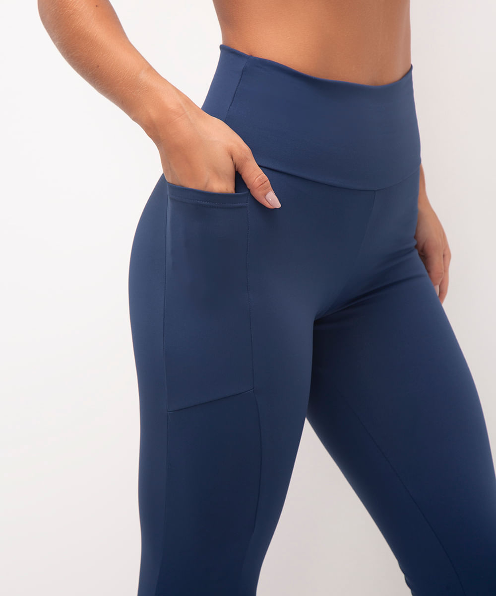 calça legging esportiva ace com bolso azul