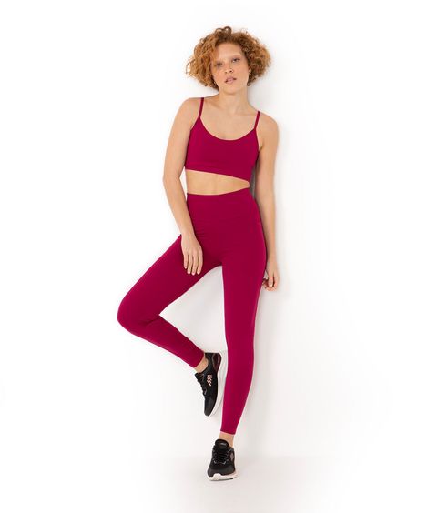 calça legging esportiva com bolso vinho