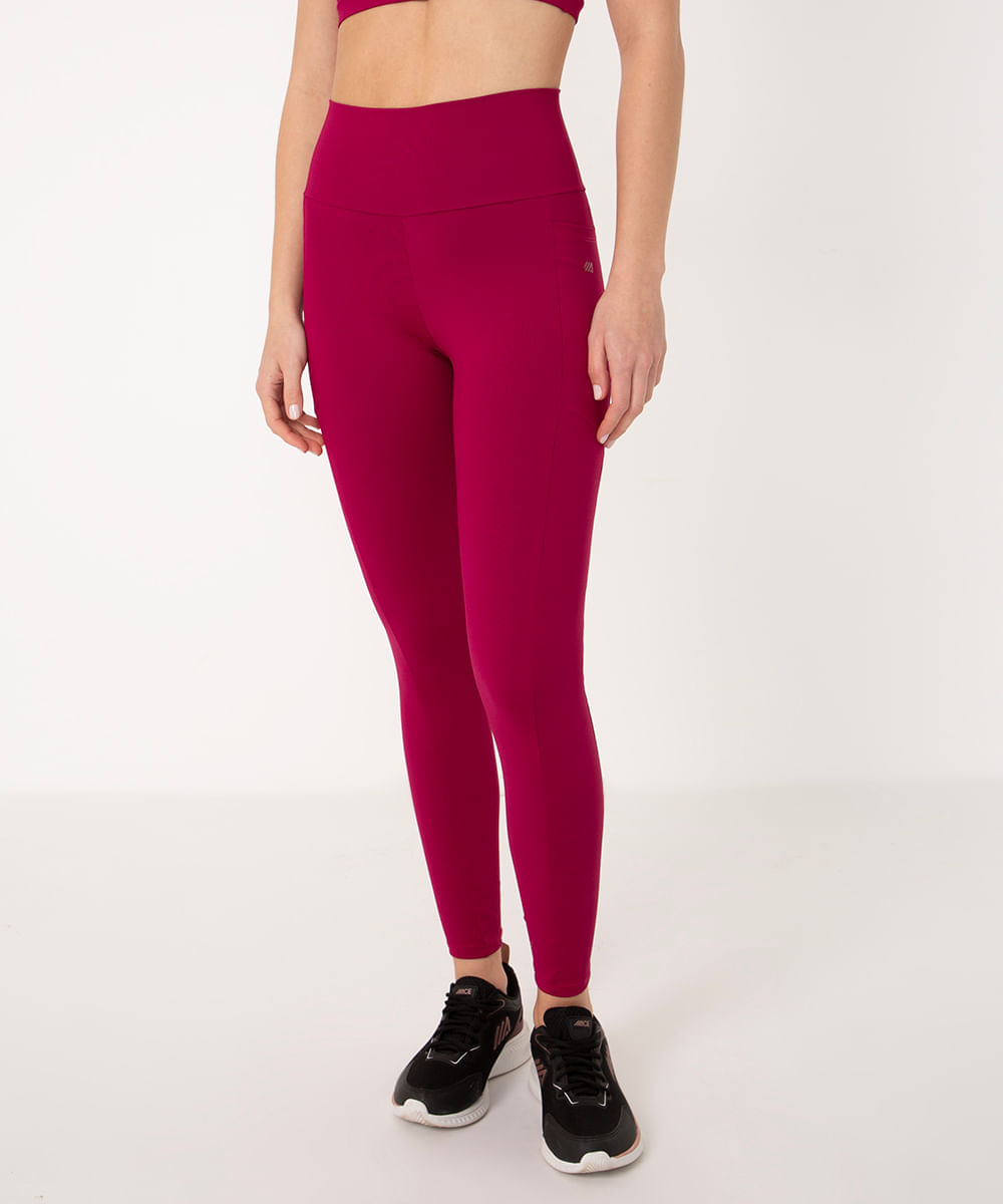 calça legging esportiva com bolso vinho