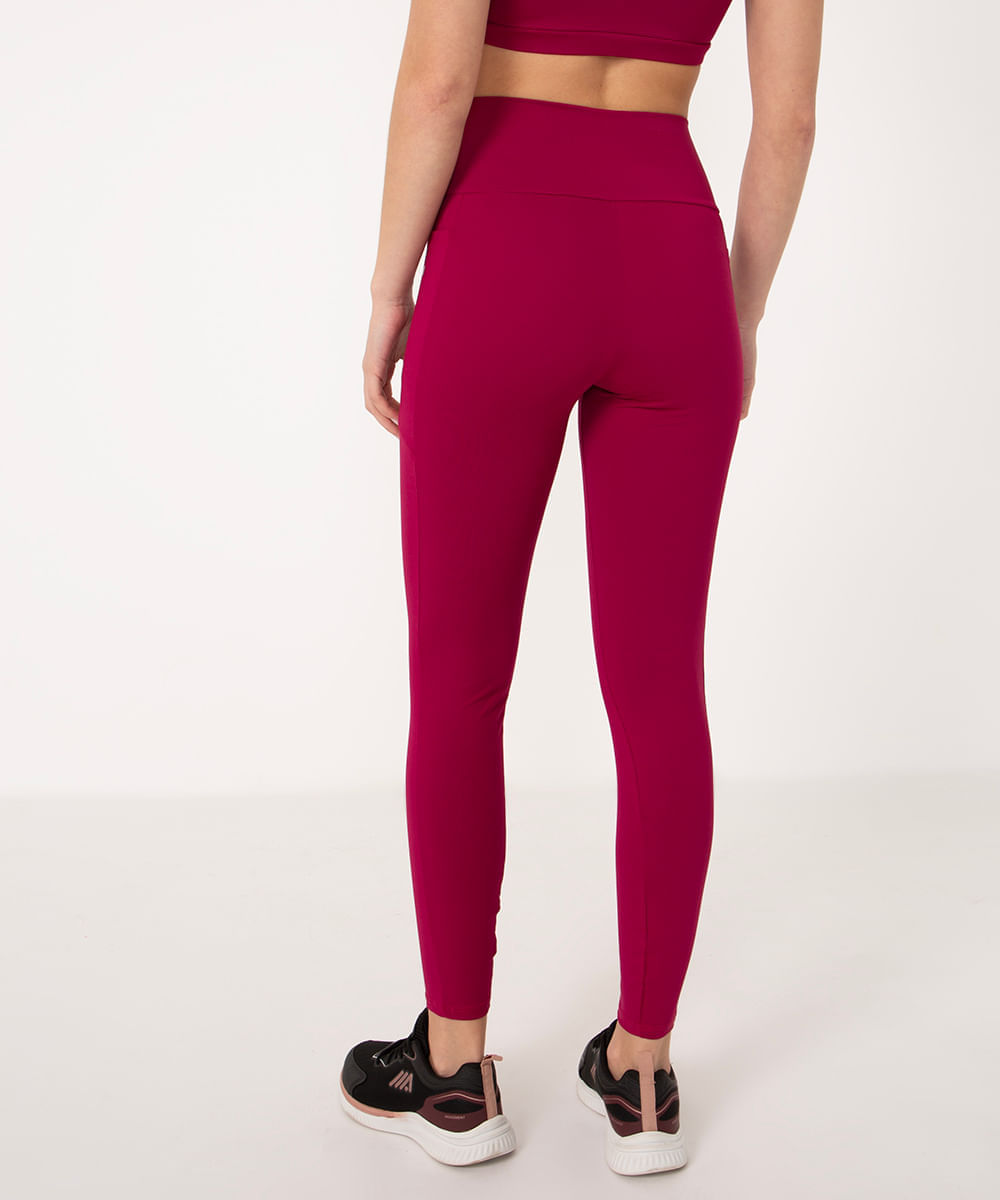 calça legging esportiva com bolso vinho