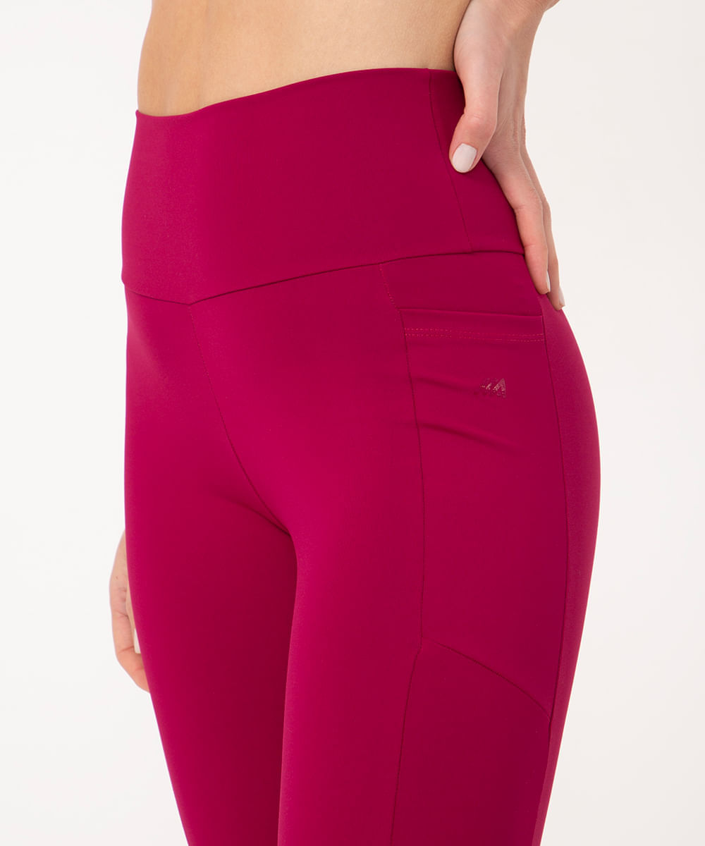 calça legging esportiva com bolso vinho