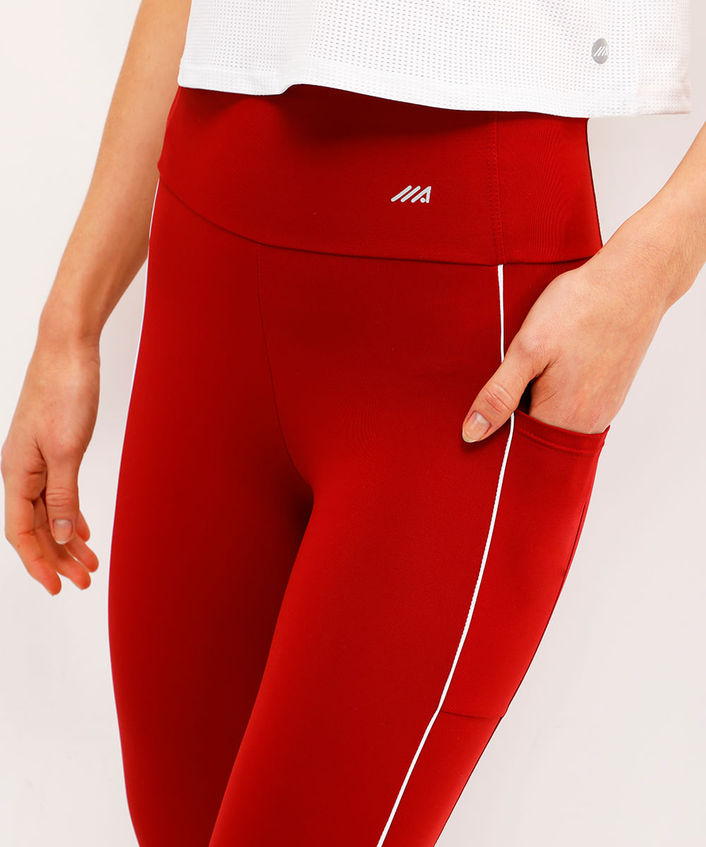 calça legging com bolsos esportiva vinho