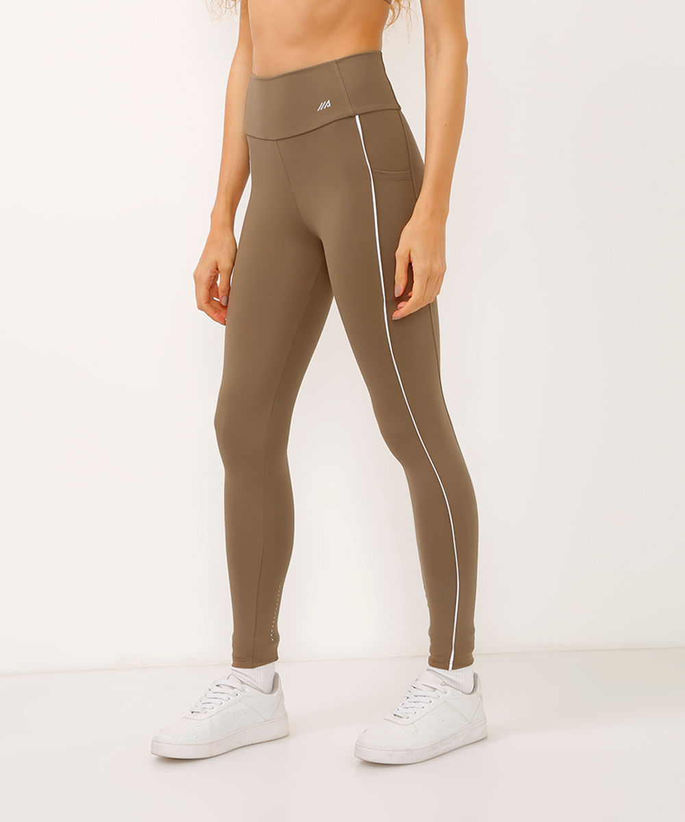 calça legging com bolsos esportiva marrom