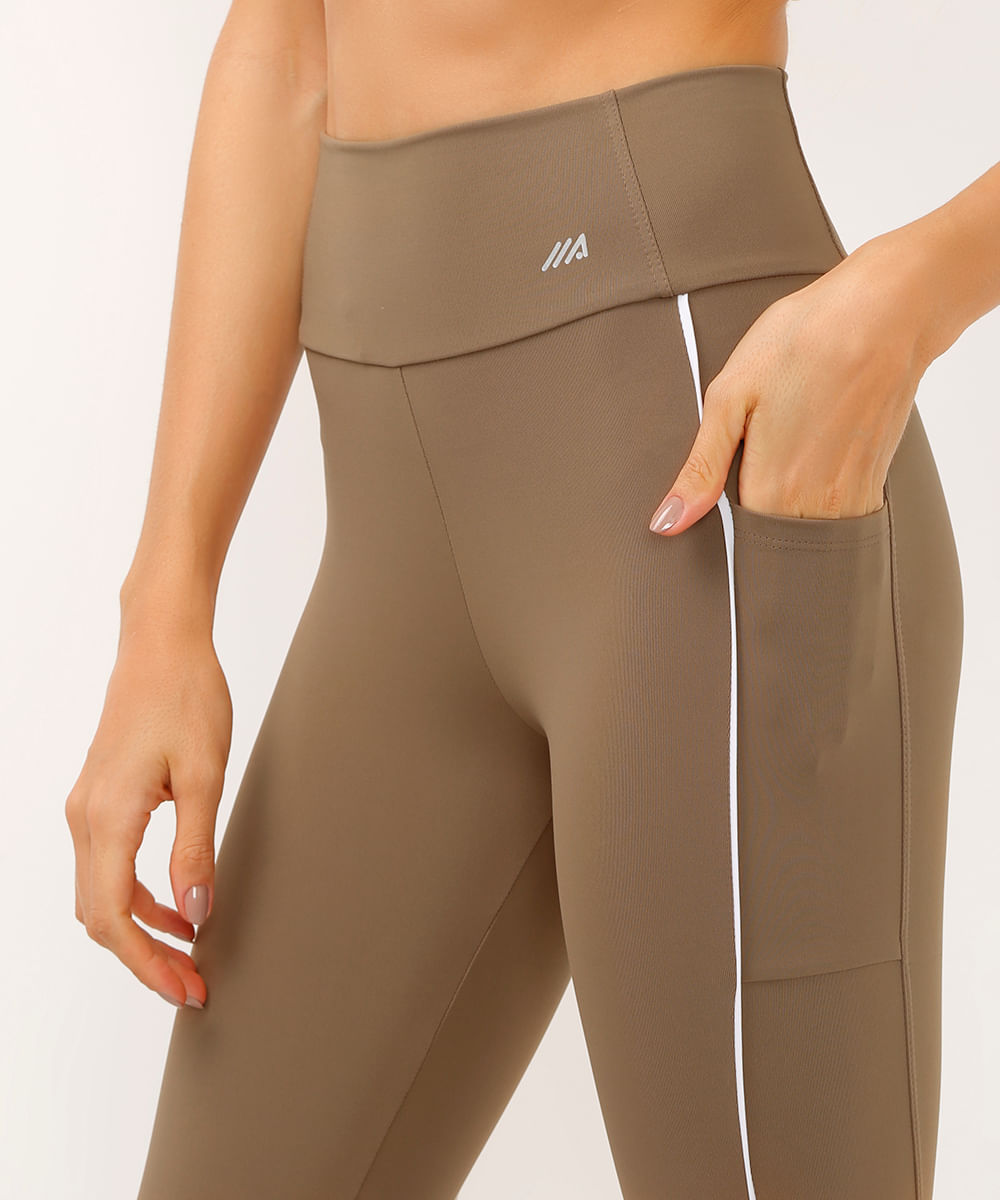 calça legging com bolsos esportiva marrom