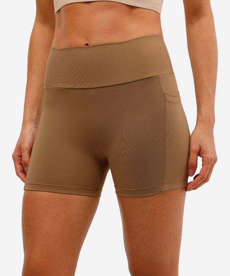 bermuda curta com bolsos esportiva marrom