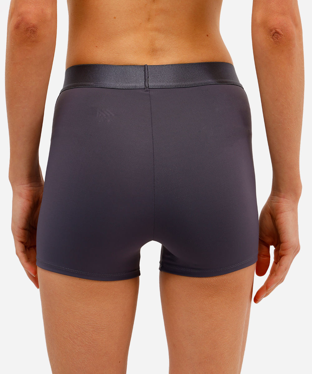 short feminino com recortes esportivo ace cinza