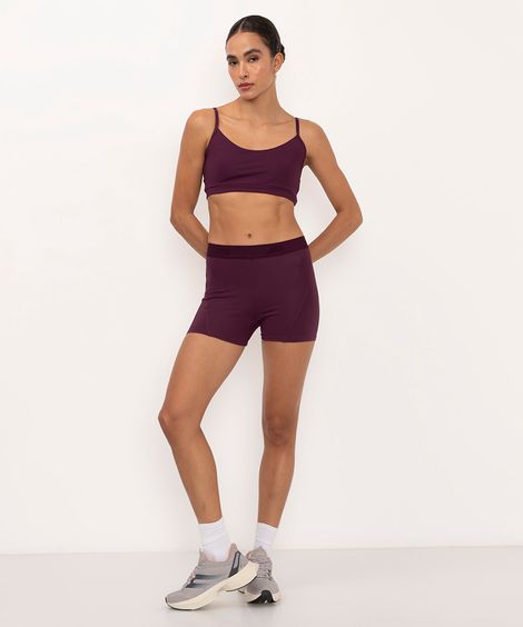 short feminino com recortes esportivo roxo