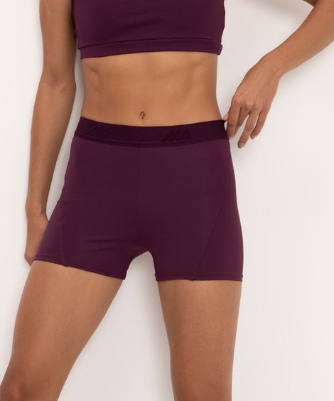 short feminino com recortes esportivo roxo