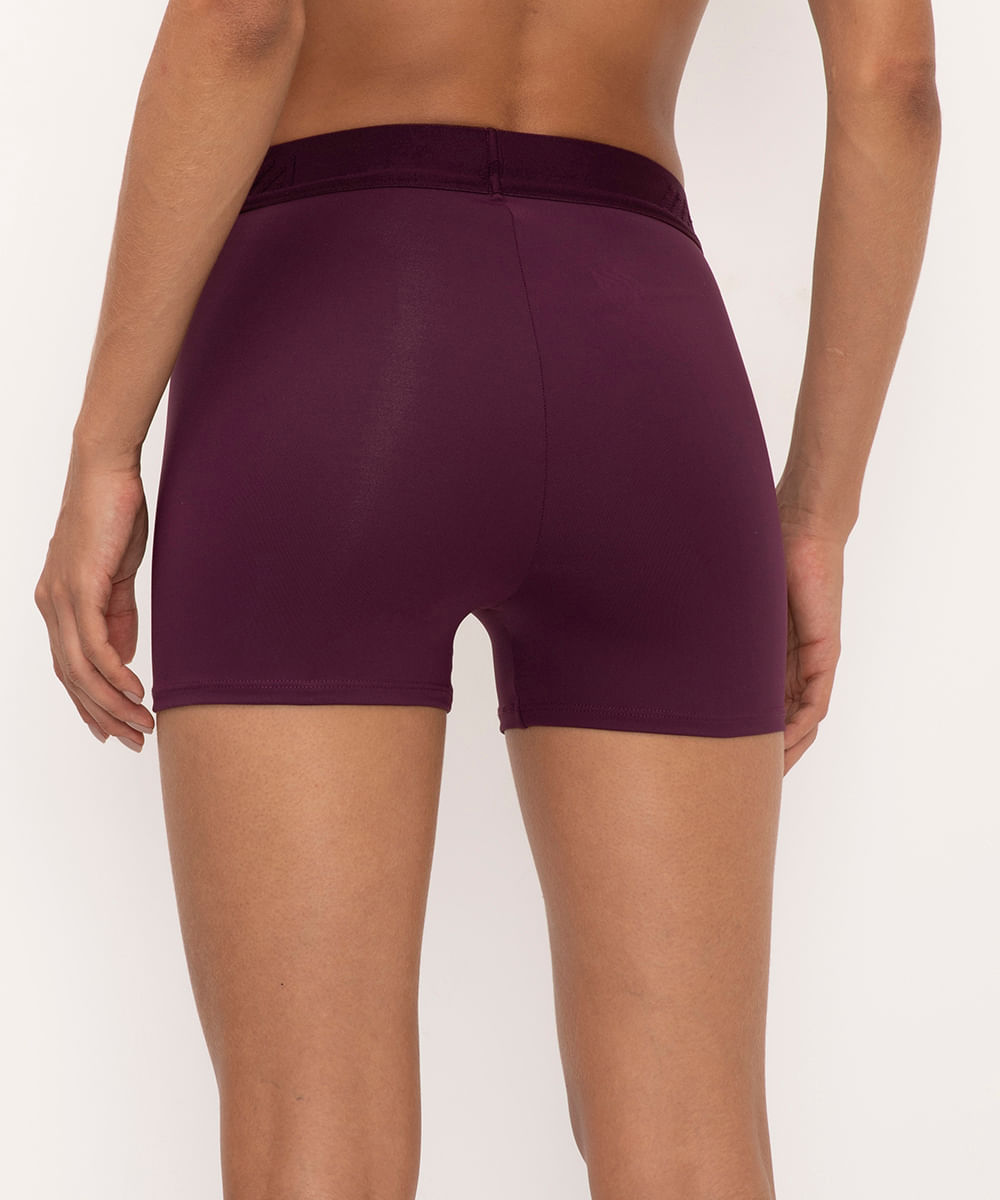 short feminino com recortes esportivo roxo