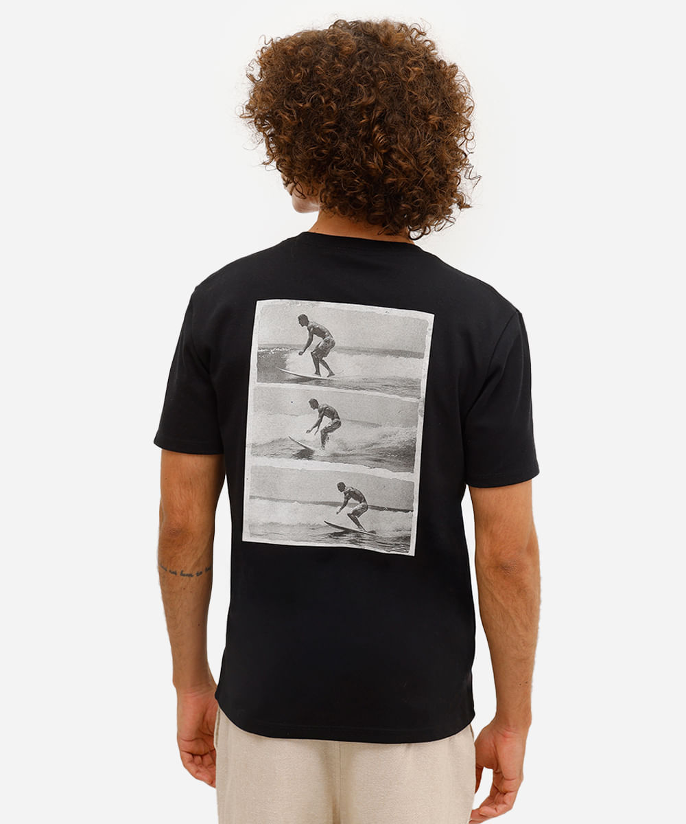 camiseta masculina suedine photoprint costas preta